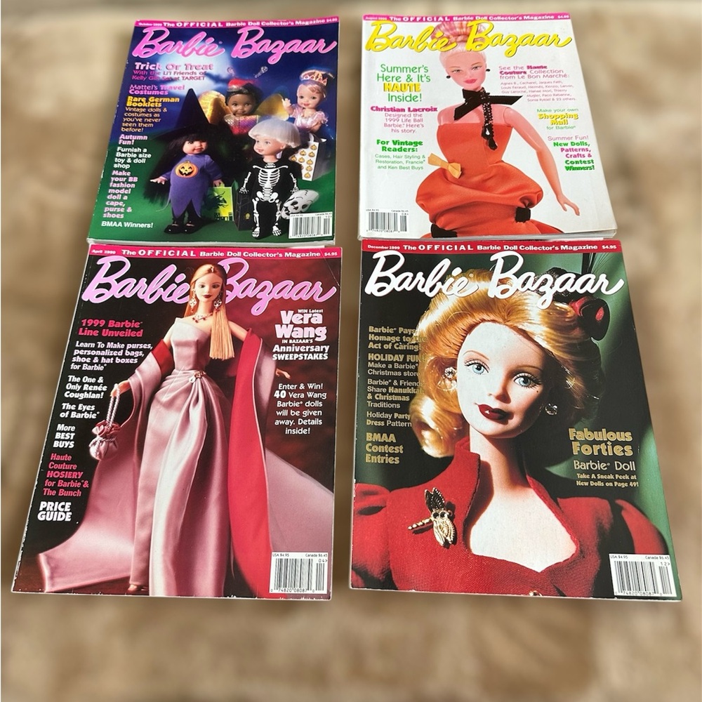 4 issues of 1999 Barbie Bazaar Magazine Barbie Collector Mixed Month Magazines